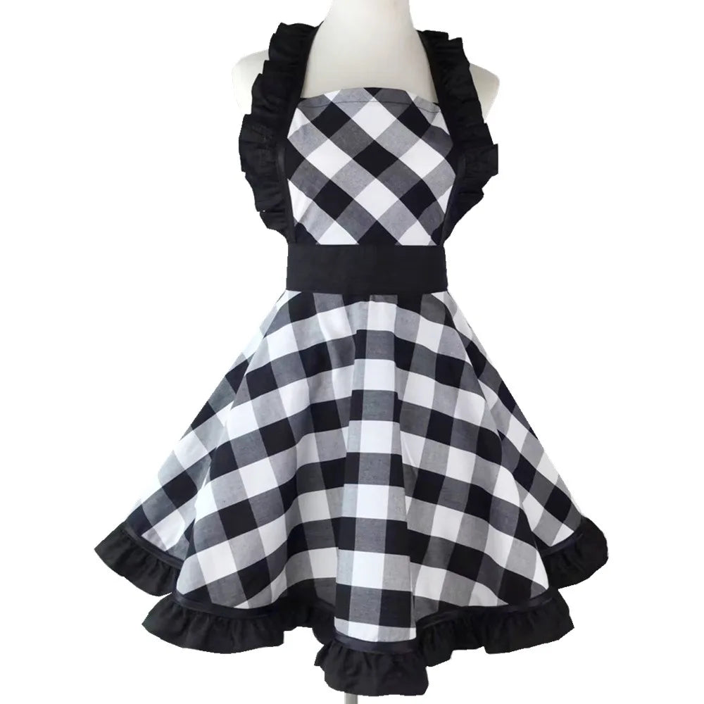Tablier Rétro Pin-Up à Rayures Noires et Blanches – Image 18