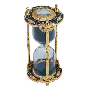 Sablier Décoratif Doré et Émaillé Bleu Marine