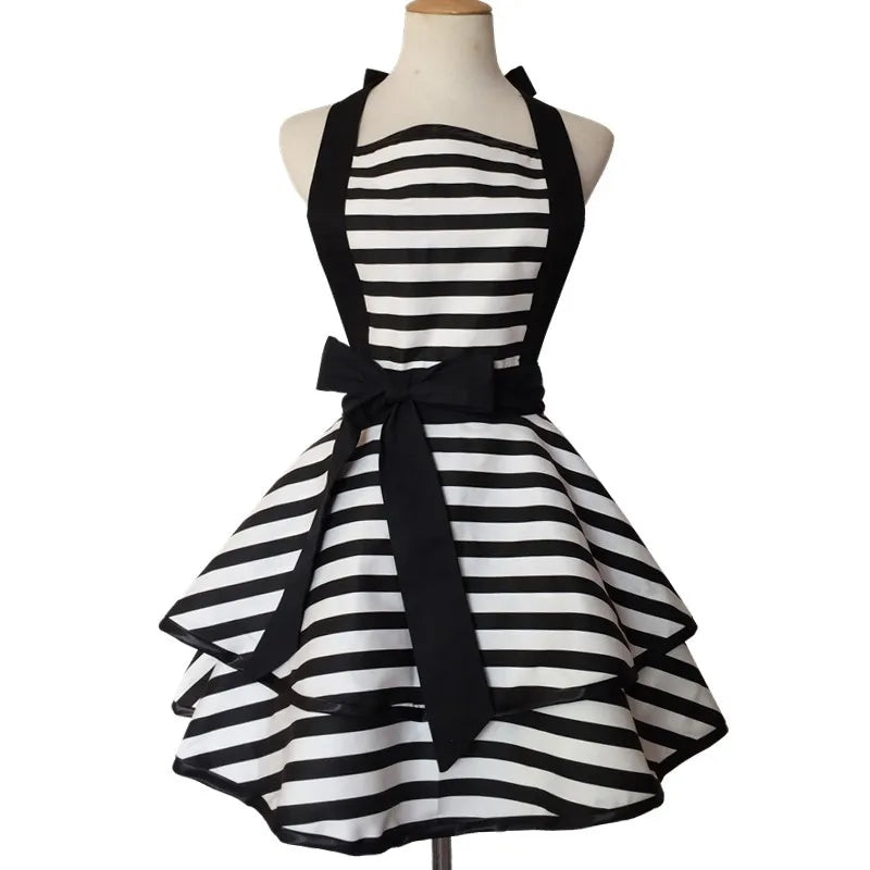 Tablier Rétro Pin-Up à Rayures Noires et Blanches – Image 8
