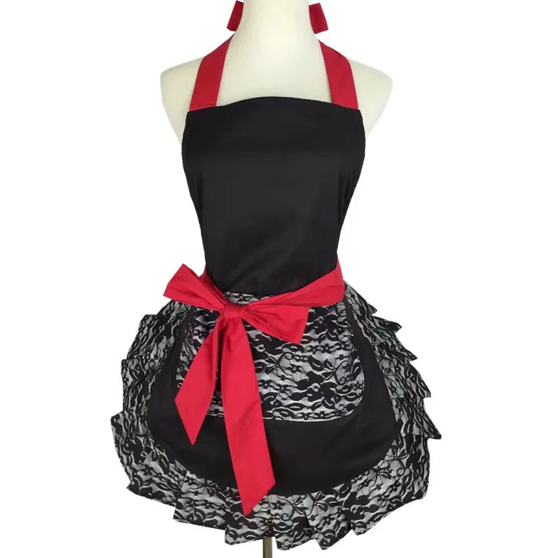 Tablier Rétro Pin-Up à Rayures Noires et Blanches – Image 24