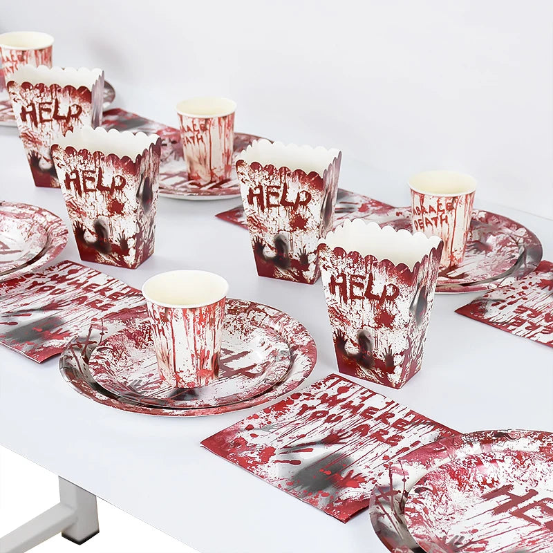 Set de Vaisselle Horreur "Help" Effet Sanglant – Image 6