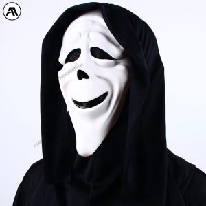 Masque d'Horreur Ghostface Blanc à Capuche Noire