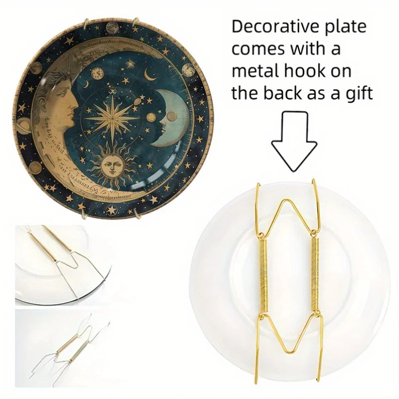 Assiette Décorative Murale Céleste Bleu Nuit et Or – Image 4