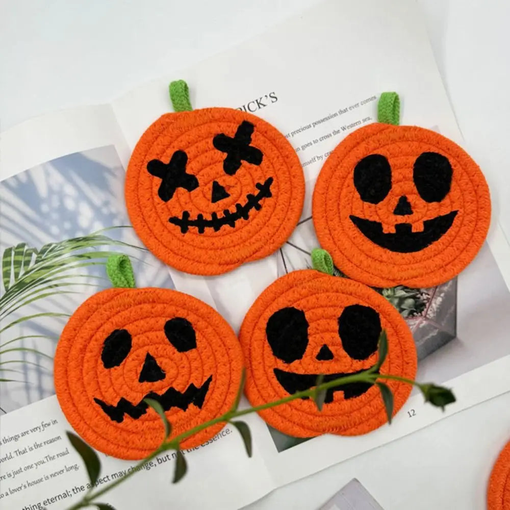 Sous-verres Citrouille Halloween en Tissu Orange – Image 5