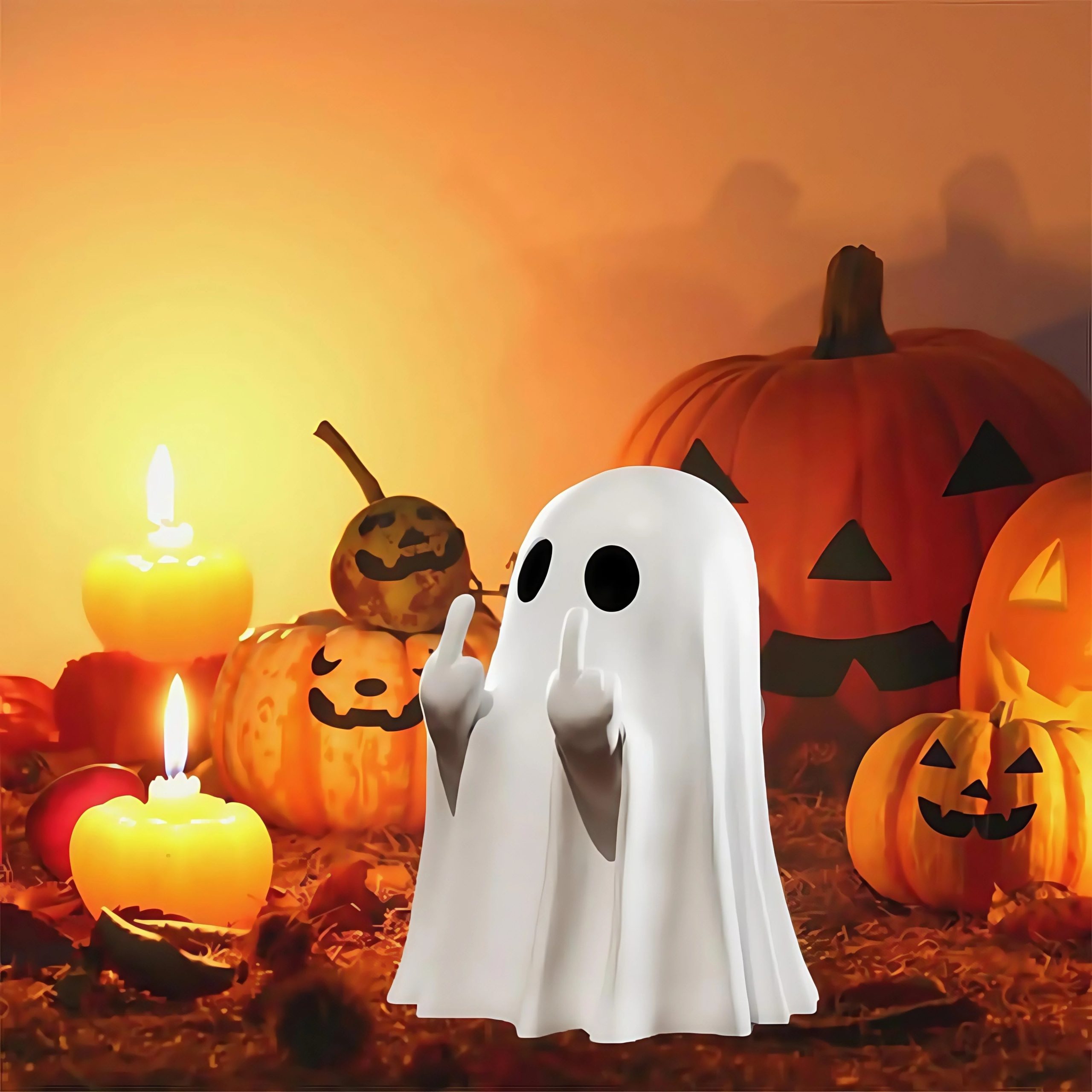 Figurine Fantôme Blanc en Résine Geste Impertinent – Image 3