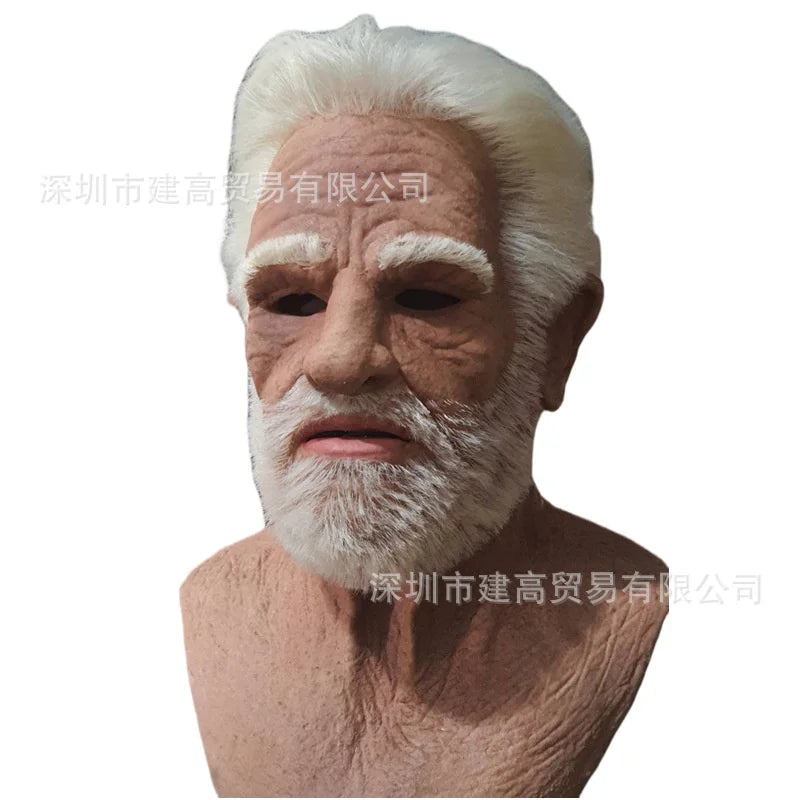 Masque en Silicone Homme Âgé Réaliste Moustache Grise – Image 21