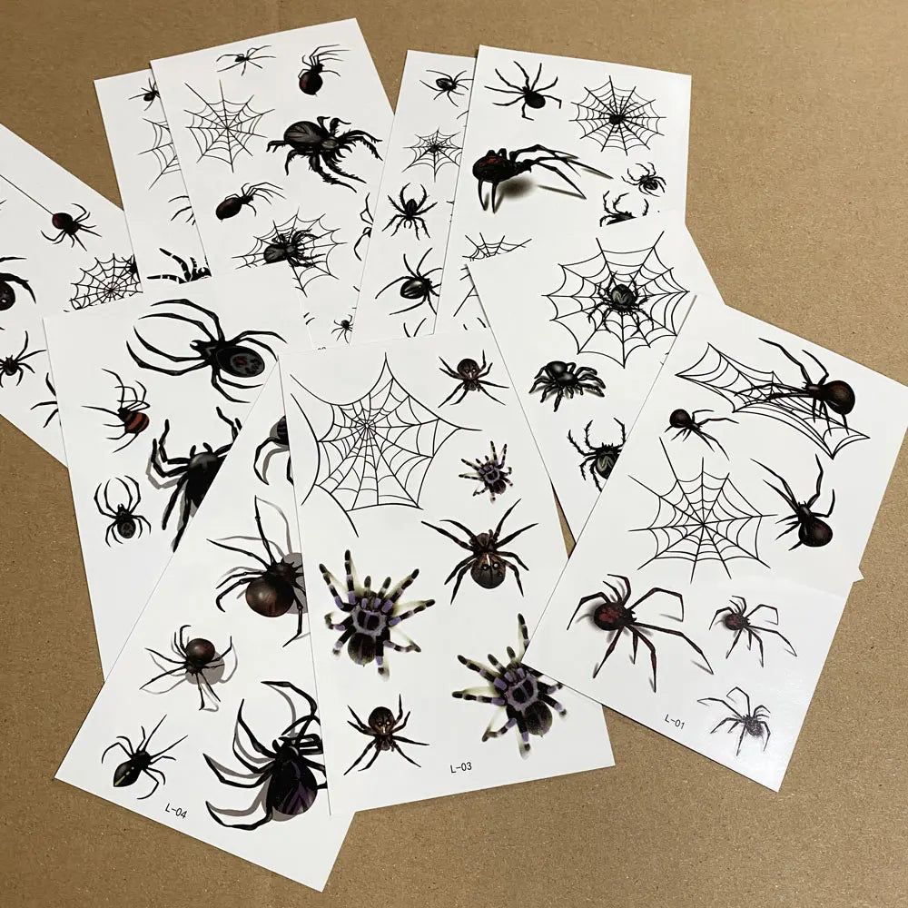 Tatouages Éphémères Araignées Noires et Toiles Effrayantes – Image 5