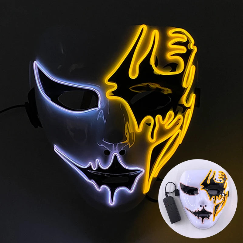 Masque Lumineux Horreur Purge Vert et Jaune Fluo – Image 7