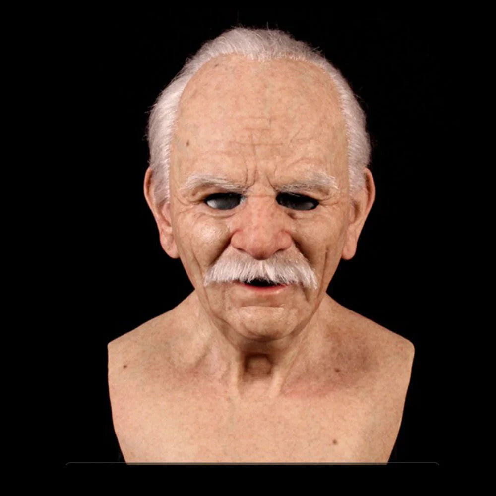 Masque en Silicone Homme Âgé Réaliste Moustache Grise – Image 7
