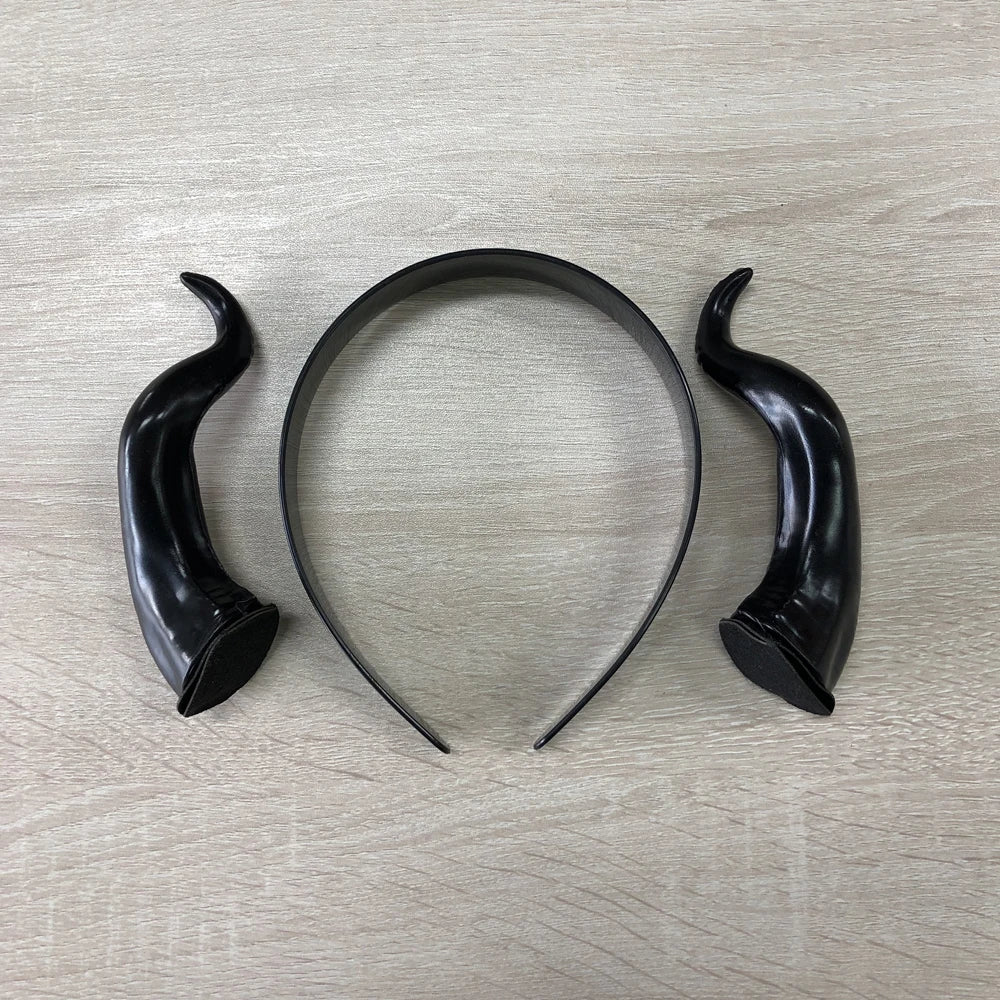 Serre-tête Noir à Cornes de Diablesse Pointues – Image 3