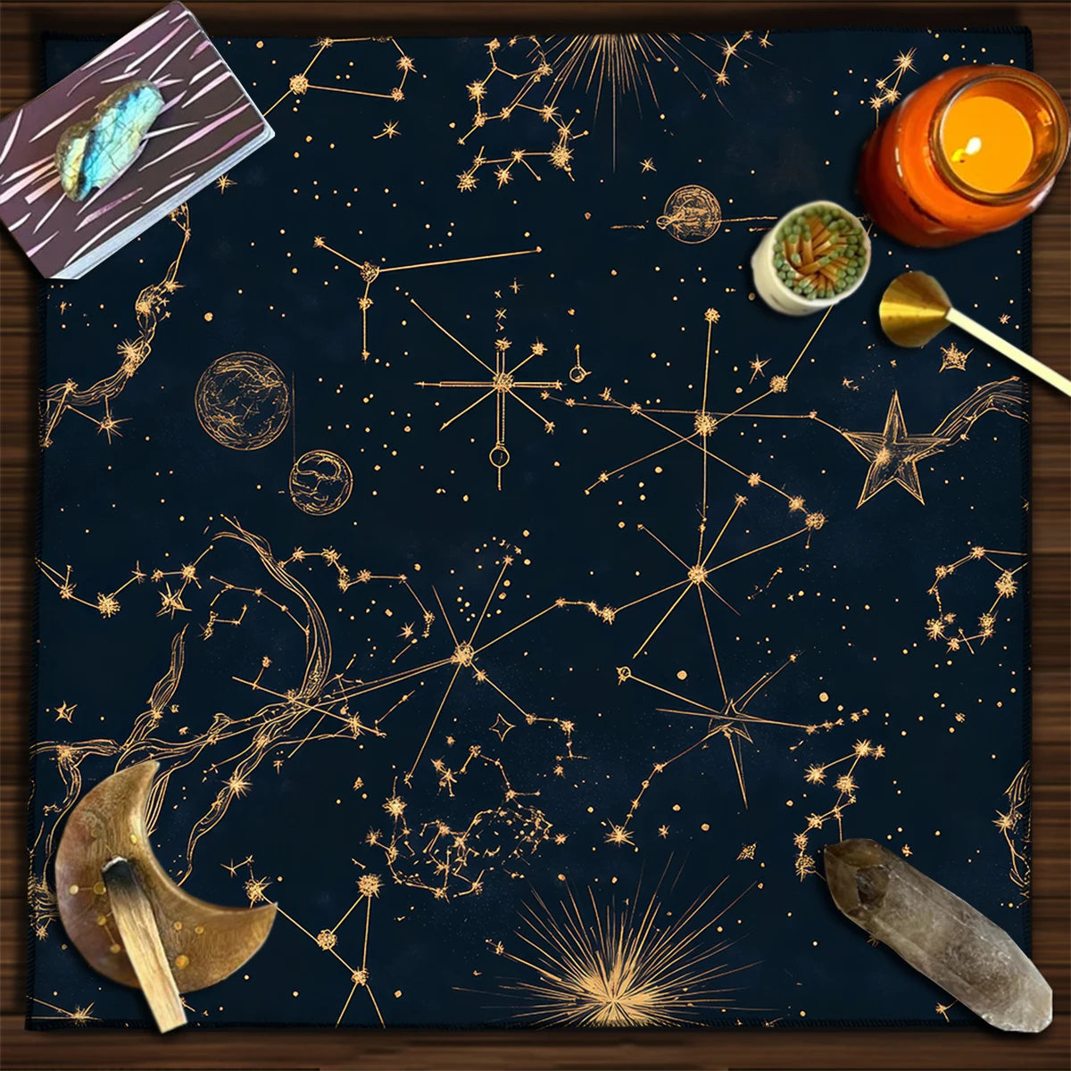 Tapis de Divination Astrologique Noir et Doré – Image 6