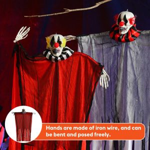 Suspension Clown Crâne Horreur à Mains Articulées Rouge