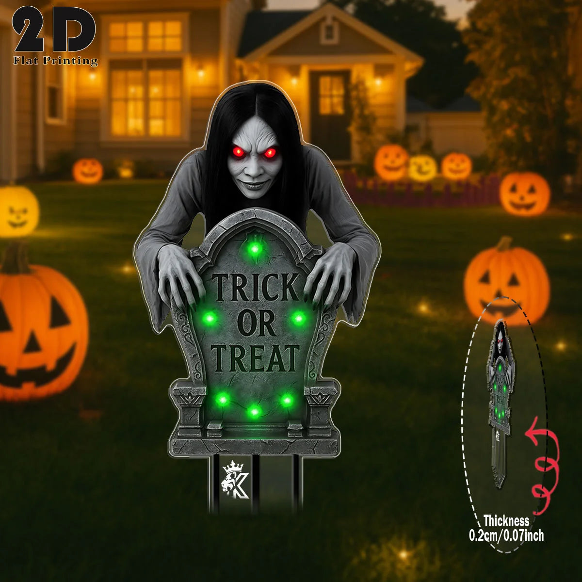 Piquet de Jardin Halloween Tombe Goule aux Yeux Rouges – Image 5