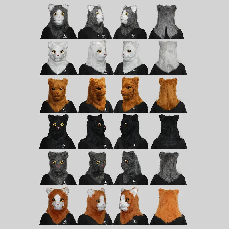 Masque de Chat en Fausse Fourrure Orange et Blanc – Image 6