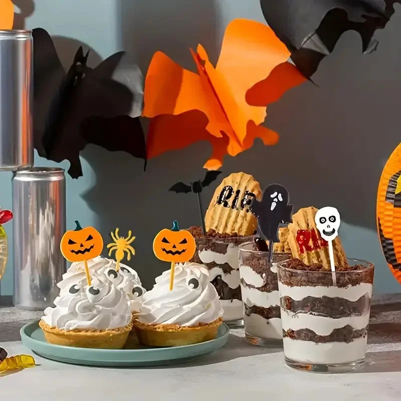 Piques à Gâteaux Halloween Fantômes, Crânes et Citrouilles – Image 3
