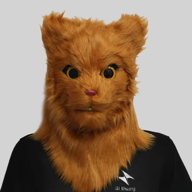 Masque de Chat en Fausse Fourrure Orange et Blanc – Image 7