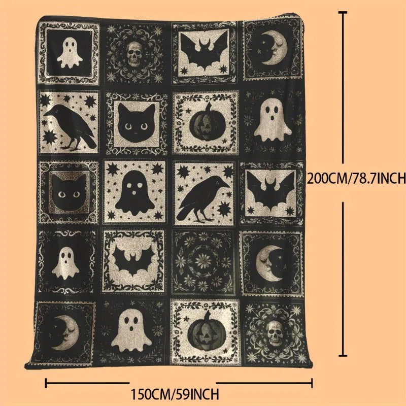 Plaid Halloween à Carreaux Vintage Noir et Crème – Image 6