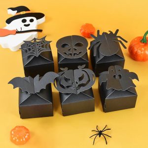 Boîtes Cadeaux Halloween Noires à Motifs Découpés