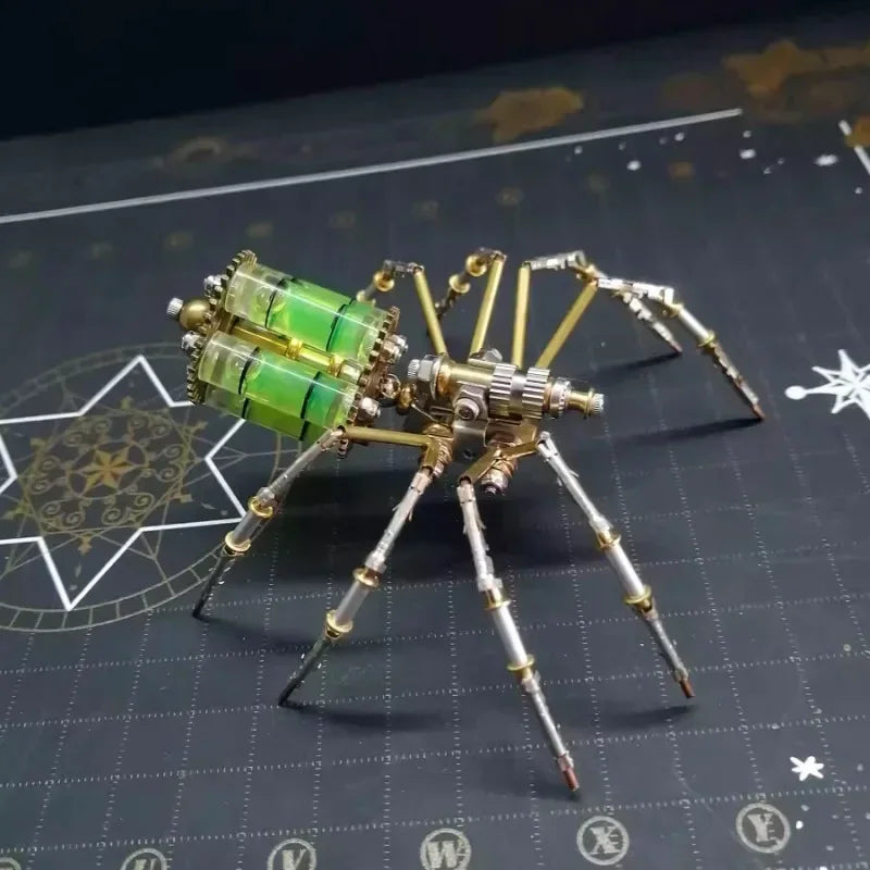 Sculpture Araignée Steampunk en Métal Doré – Image 3