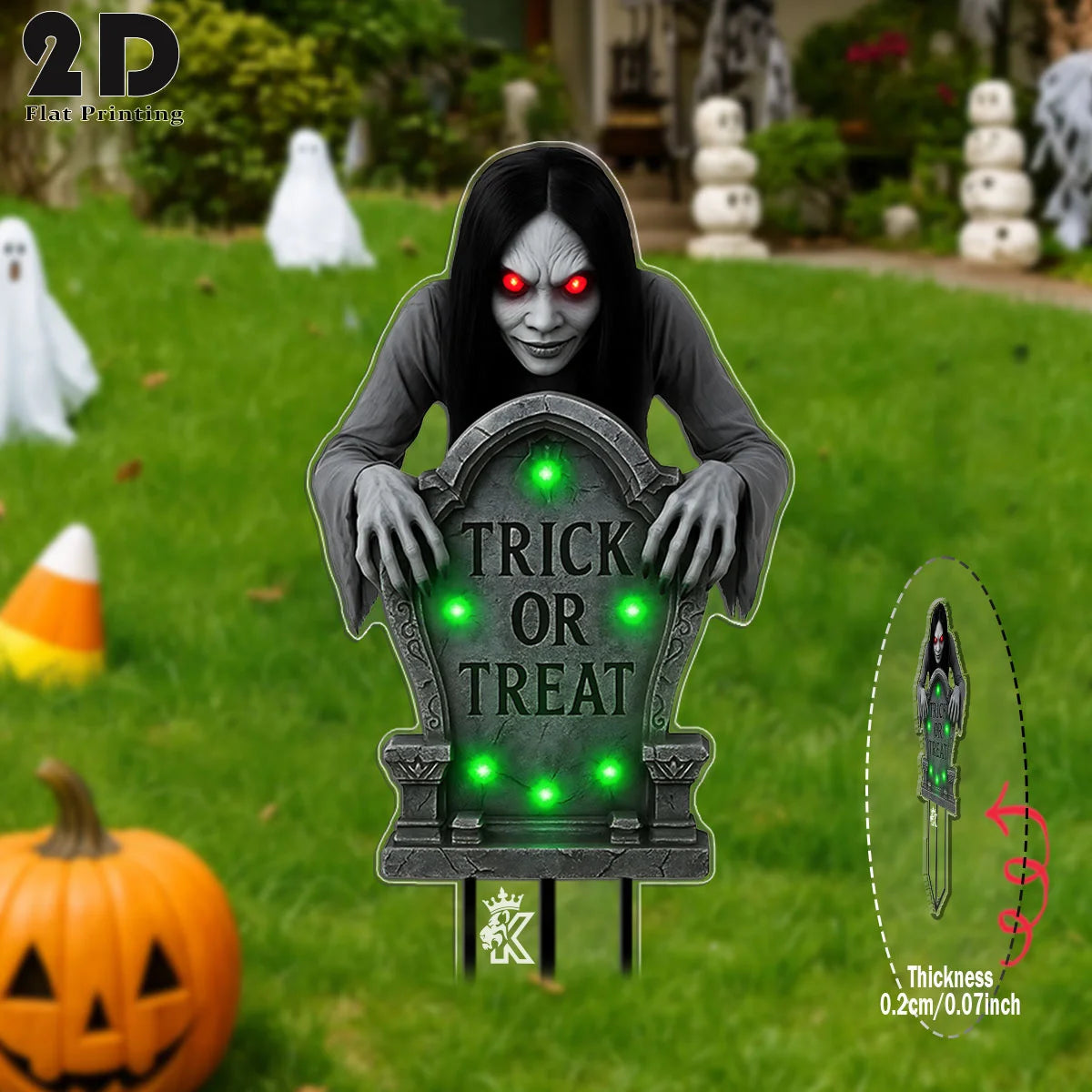 Piquet de Jardin Halloween Tombe Goule aux Yeux Rouges – Image 4