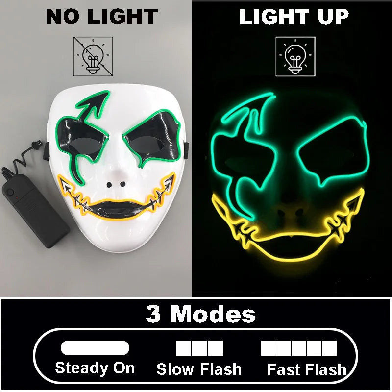 Masque Lumineux Horreur Purge Vert et Jaune Fluo – Image 13