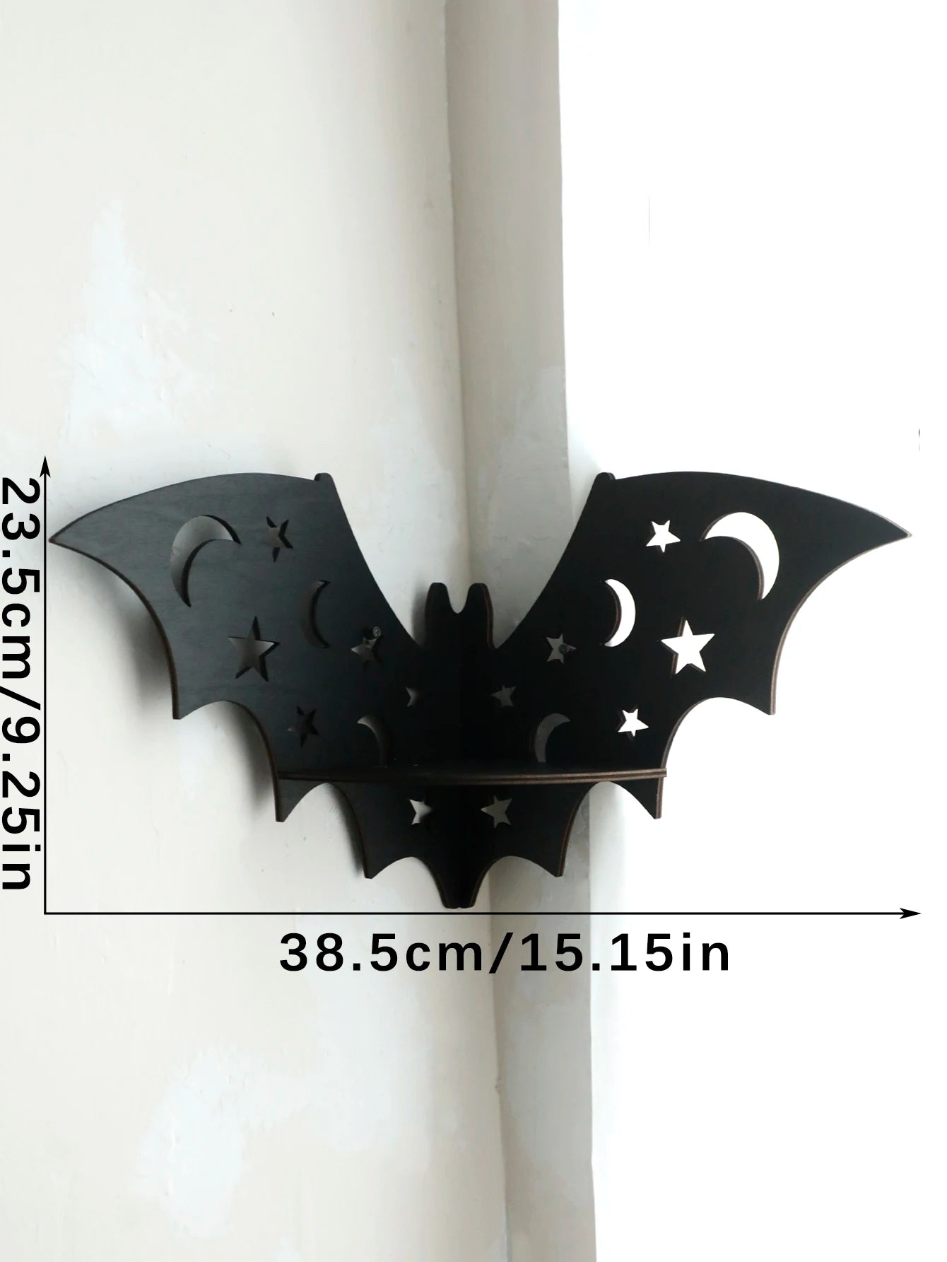 Étagère Murale Gothique en Bois Noir Chauve-Souris – Image 7