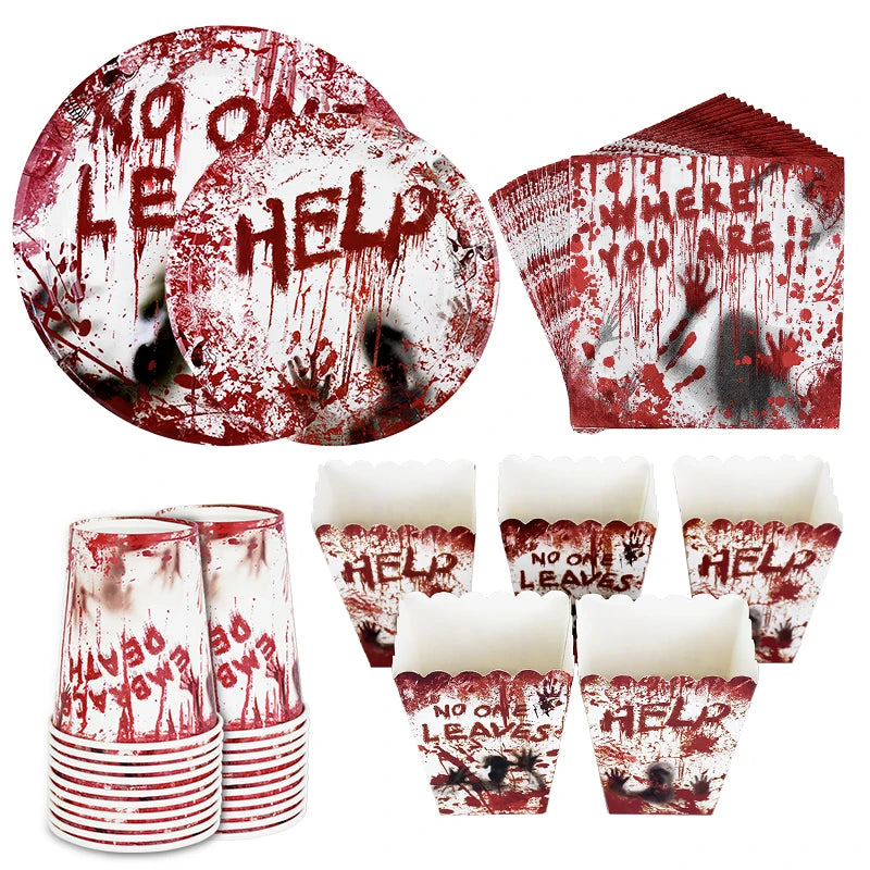 Set de Vaisselle Horreur "Help" Effet Sanglant – Image 3
