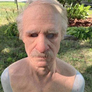 Masque en Silicone Homme Âgé Réaliste Moustache Grise