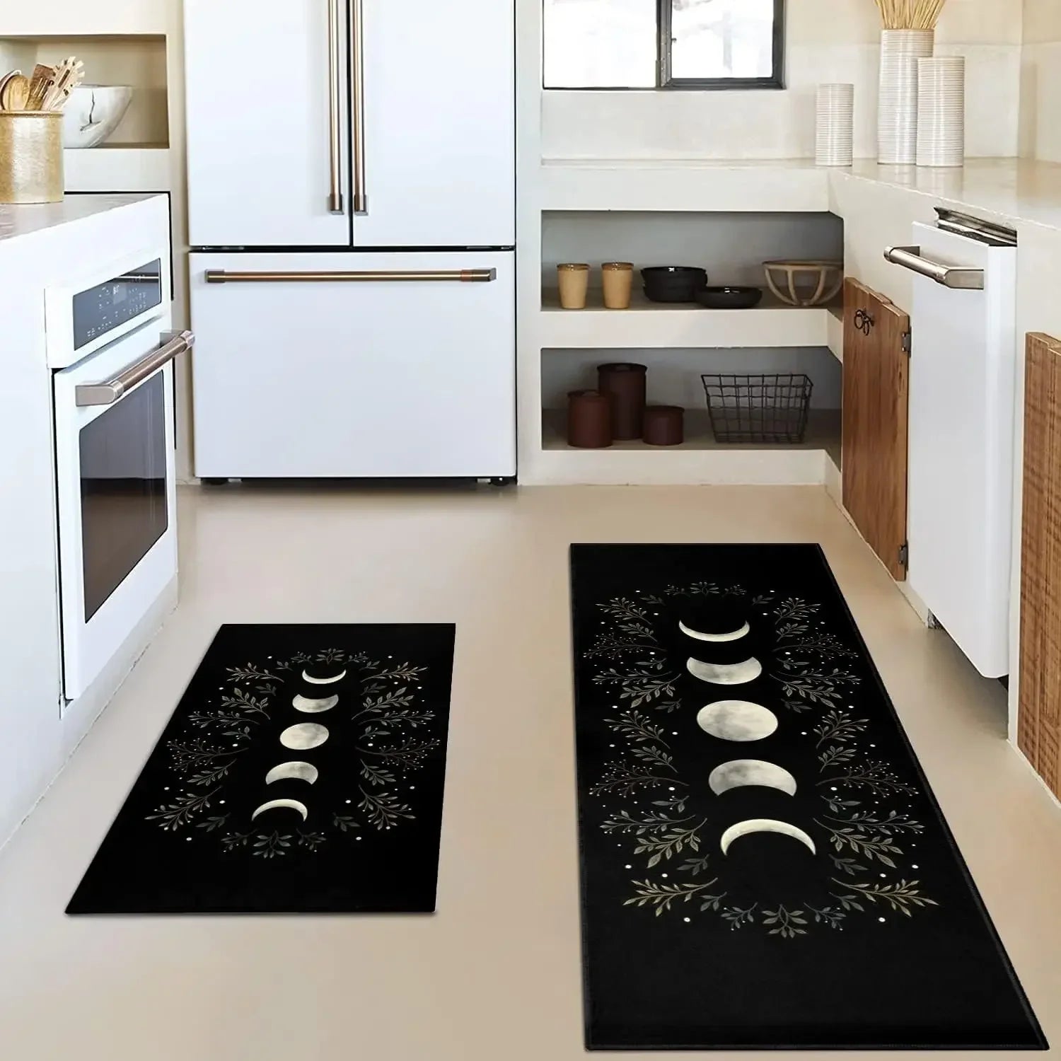 Ensemble de Tapis de Cuisine Noir à Phases de Lune – Image 4