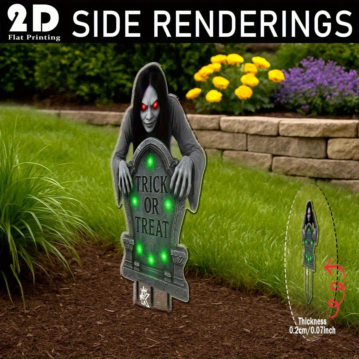 Piquet de Jardin Halloween Tombe Goule aux Yeux Rouges – Image 6