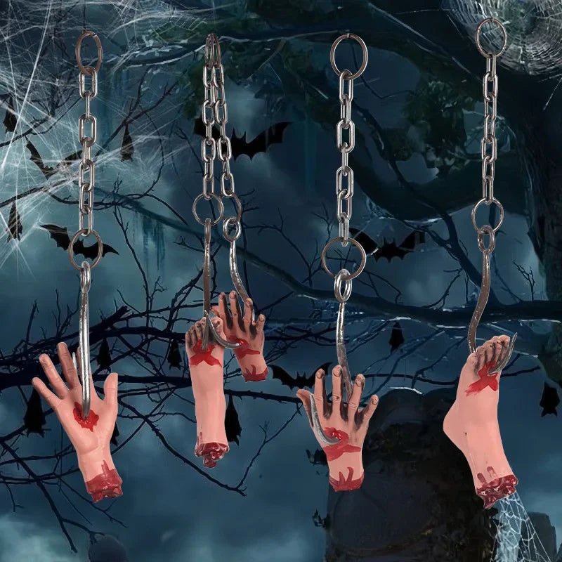 Têtes de Zombie et Membres Démembrés Sanglants à Suspendre – Image 2