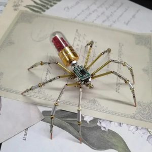 Sculpture Araignée Steampunk en Métal Doré