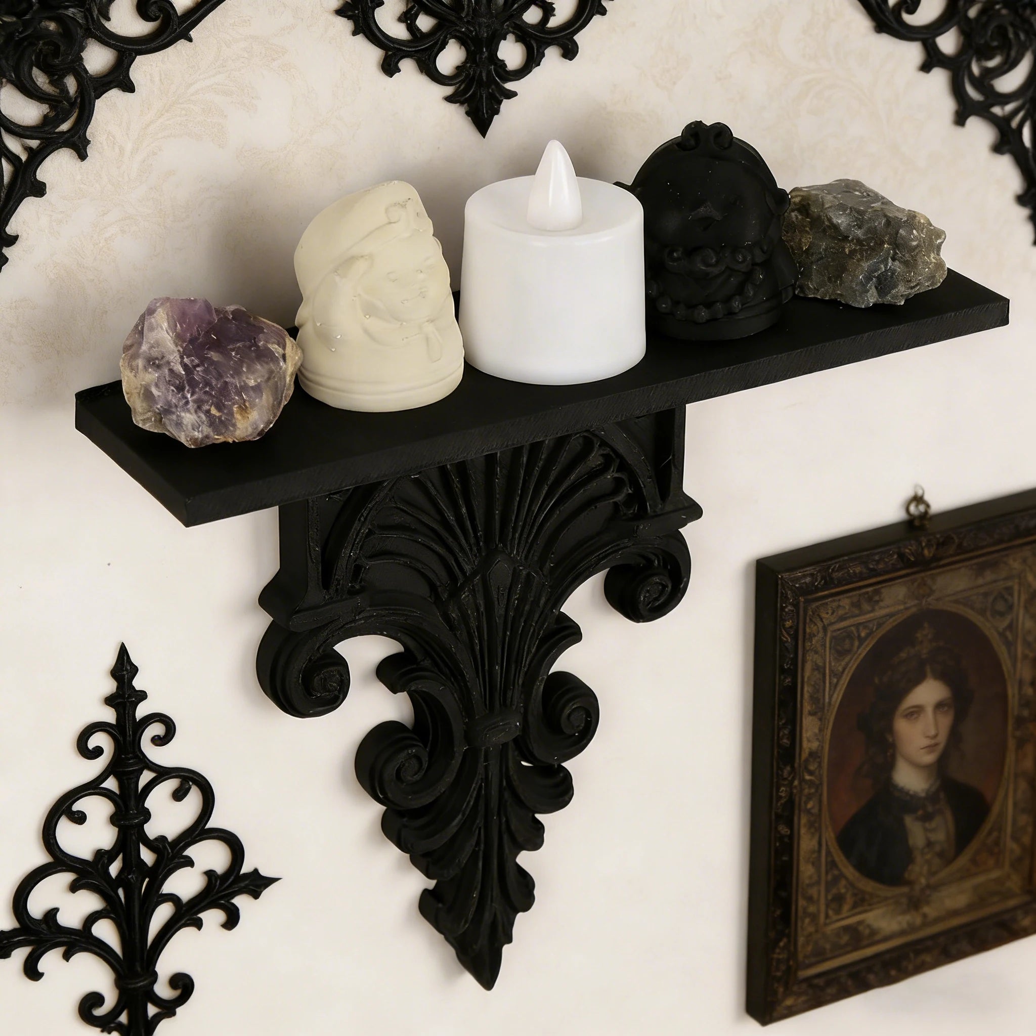 Console Murale Gothique Noire en Fonte Sculptée – Image 2