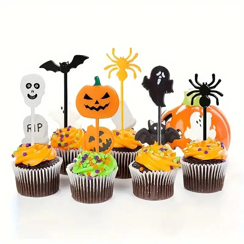 Piques à Gâteaux Halloween Fantômes, Crânes et Citrouilles – Image 4