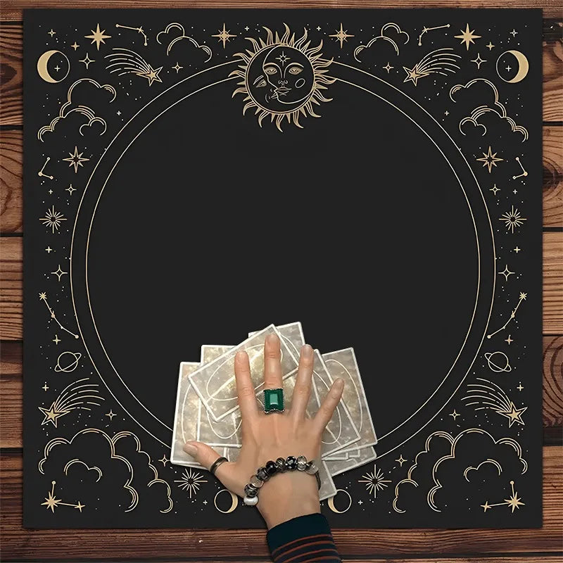Tapis de Divination Astrologique Noir et Doré – Image 2