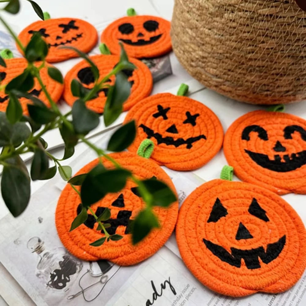 Sous-verres Citrouille Halloween en Tissu Orange – Image 6