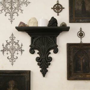 Console Murale Gothique Noire en Fonte Sculptée
