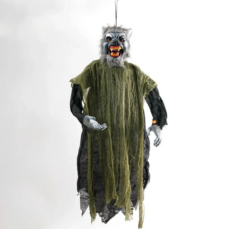 Loup-Garou Suspendu d'Halloween à Yeux Rouges Lumineux – Image 3
