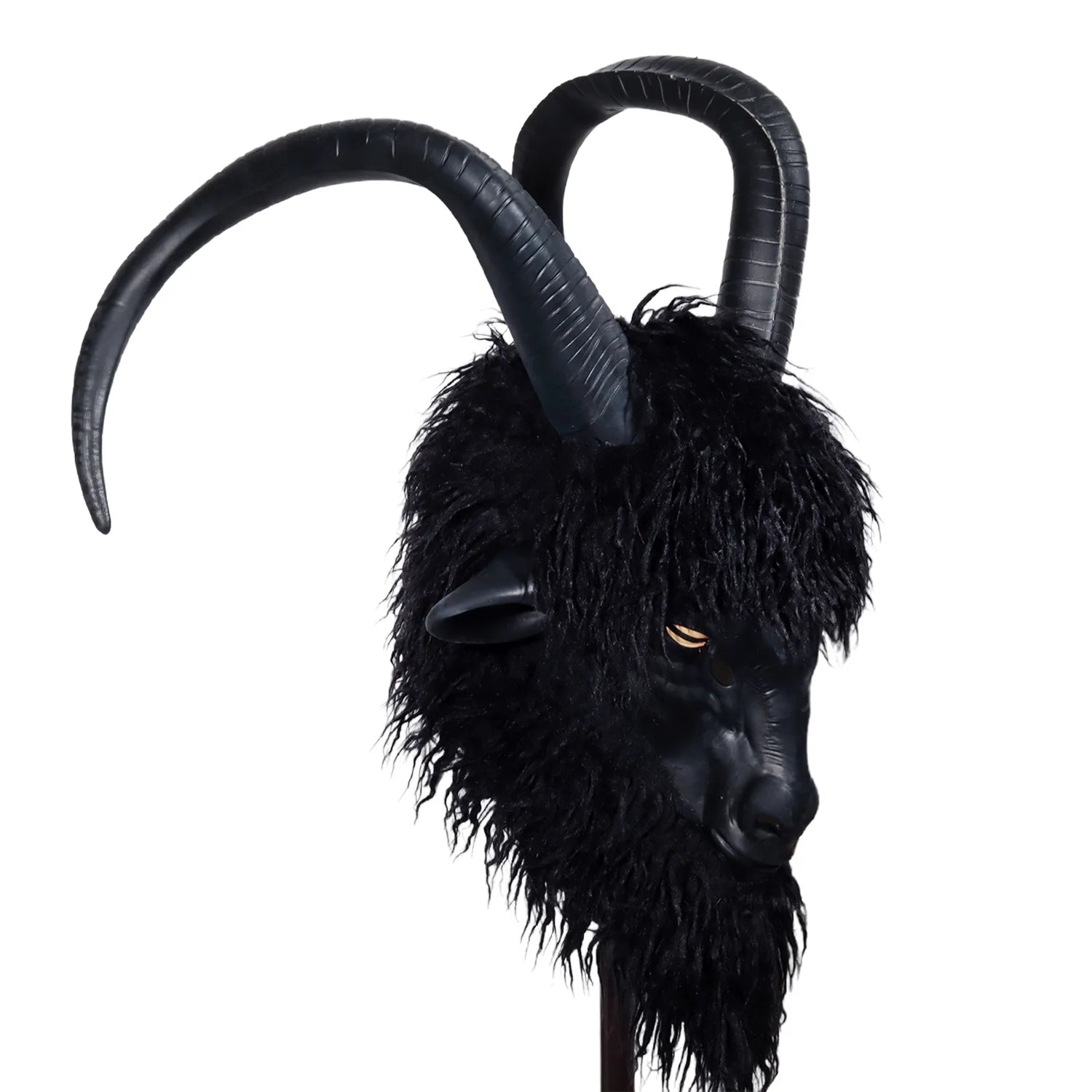 Masque de Bouc Noir en Fausse Fourrure à Cornes – Image 6