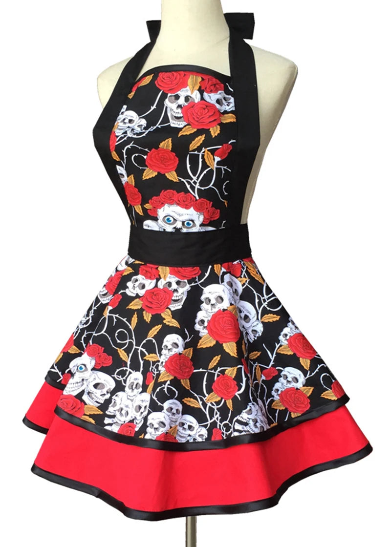 Tablier Rétro Pin-Up à Rayures Noires et Blanches – Image 6