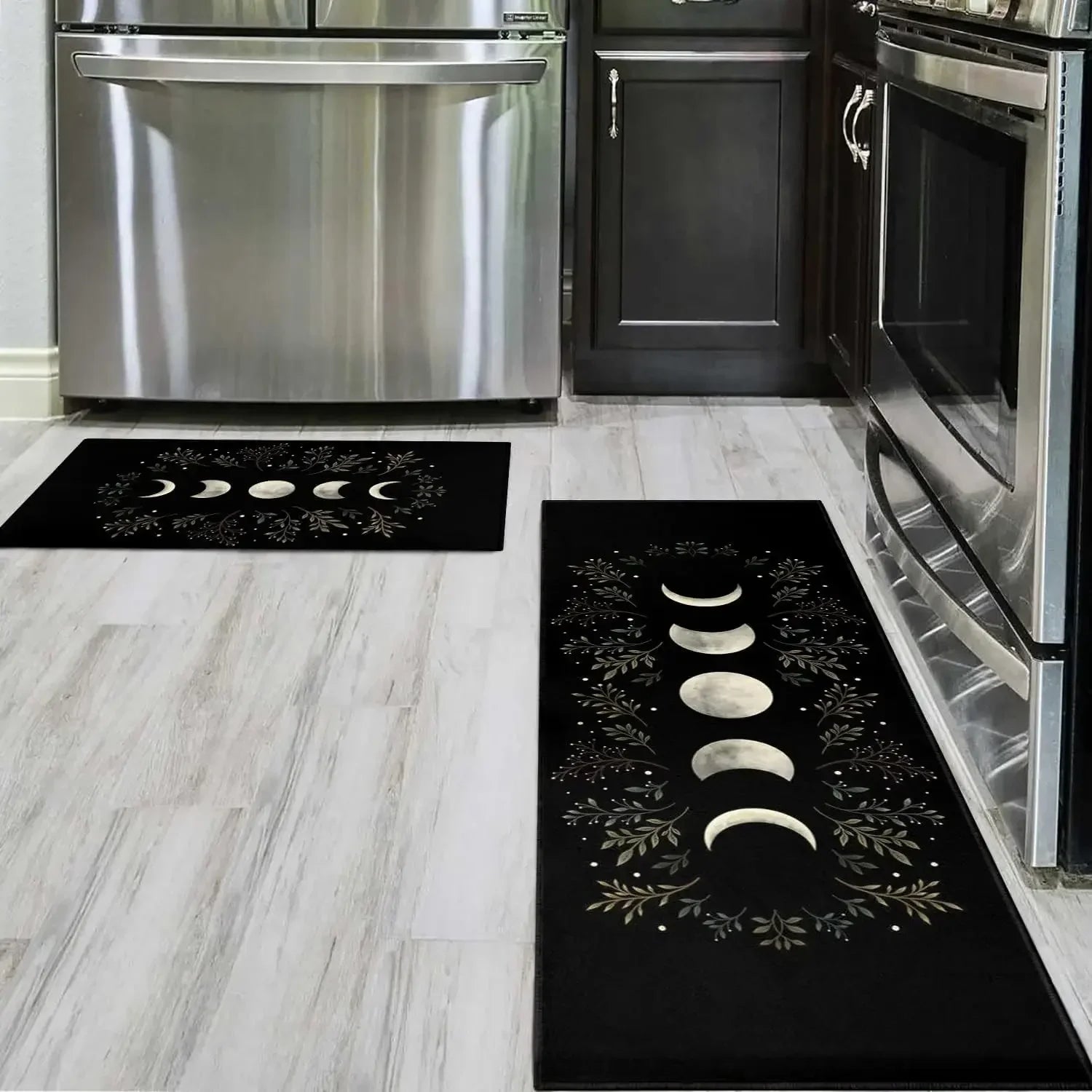 Ensemble de Tapis de Cuisine Noir à Phases de Lune – Image 2