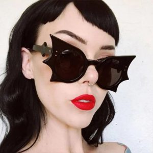 Lunettes de Soleil à Ailes de Chauve-Souris Noires Gothiques