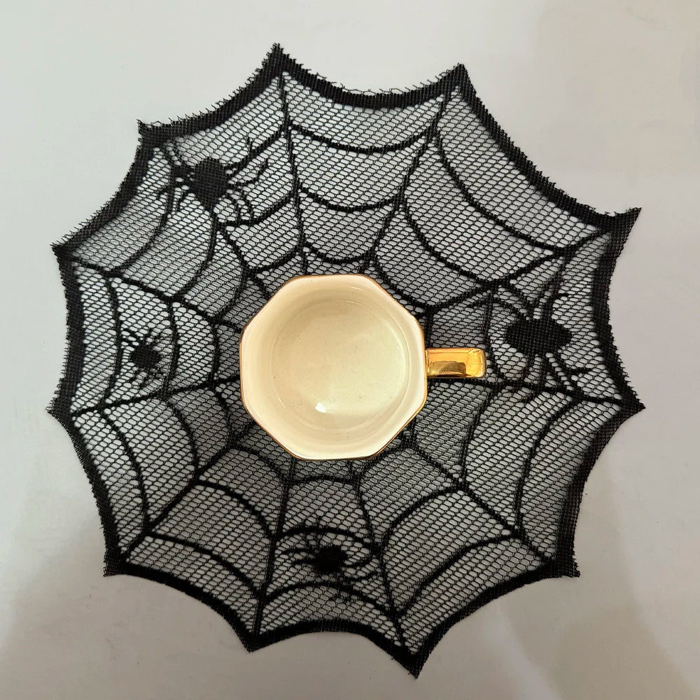 Set de Table d'Halloween en Toile d'Araignée Noire – Image 4