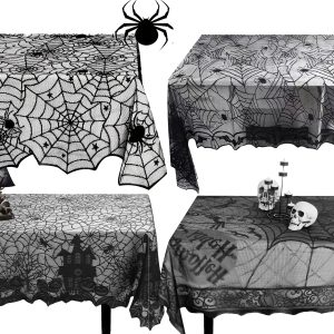 Nappe Halloween en Dentelle Noire Toile d'Araignée