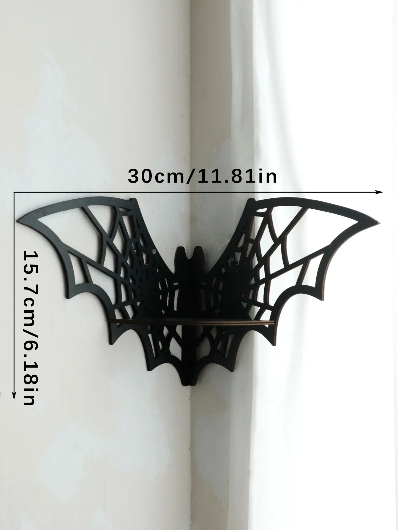Étagère Murale Gothique en Bois Noir Chauve-Souris – Image 10