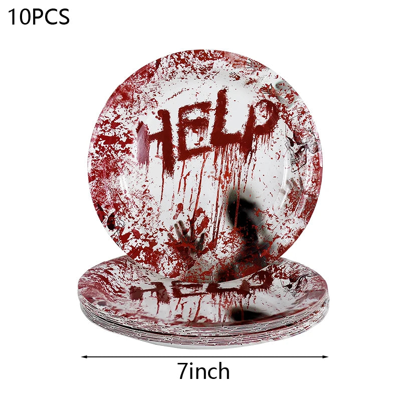 Set de Vaisselle Horreur "Help" Effet Sanglant – Image 9