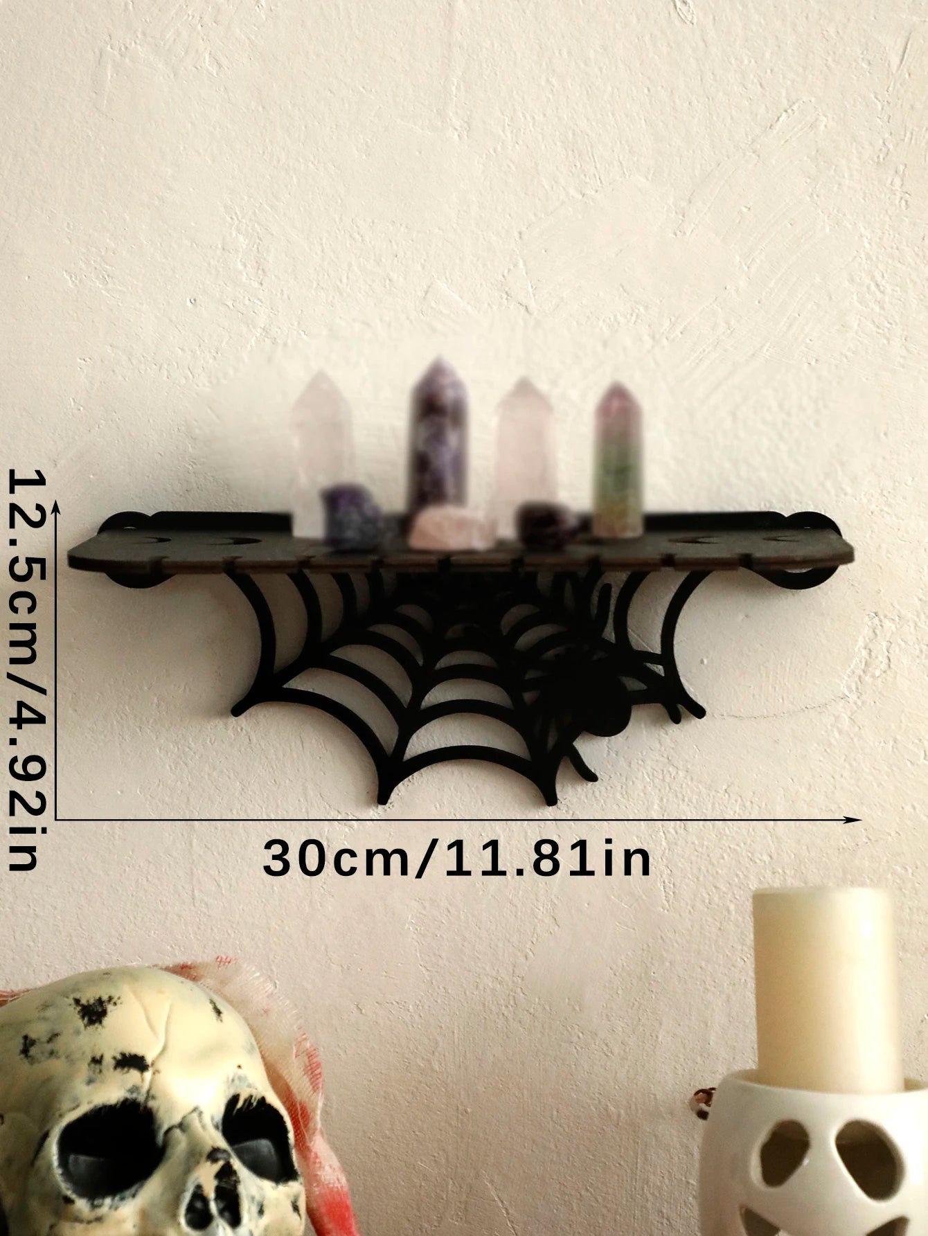 Étagère Murale Gothique en Bois Noir Chauve-Souris – Image 12