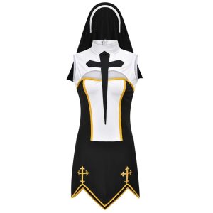 Robe de Nonne Fantaisie Noire à Croix Dorées