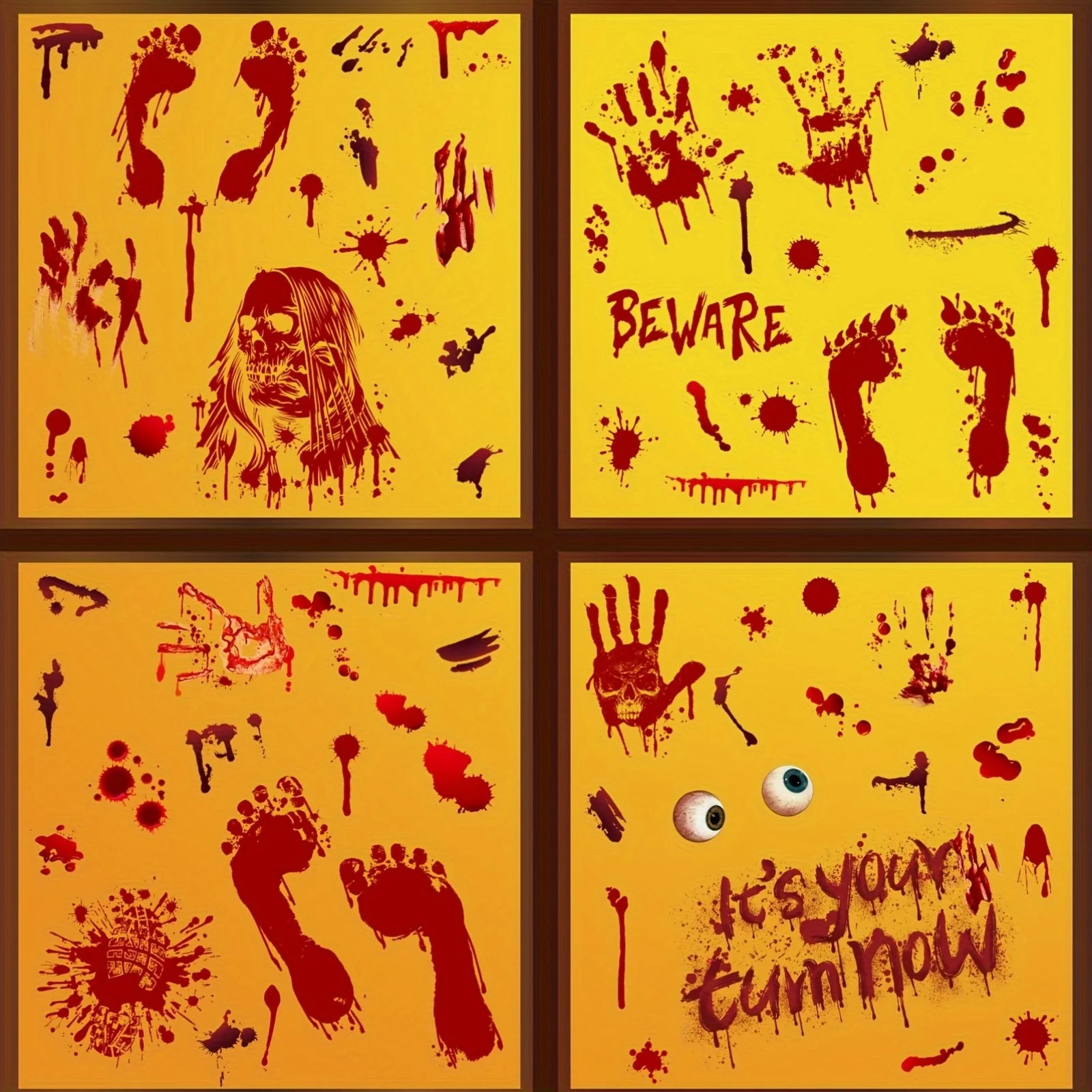Décoration d'Halloween Sanglante avec Zombie et Empreintes – Image 3
