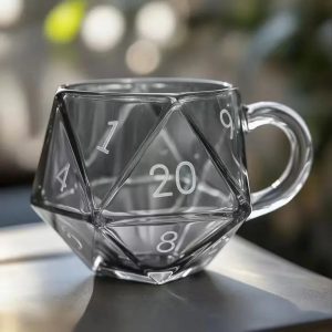 Mug en Verre Fumé Dé à 20 Faces